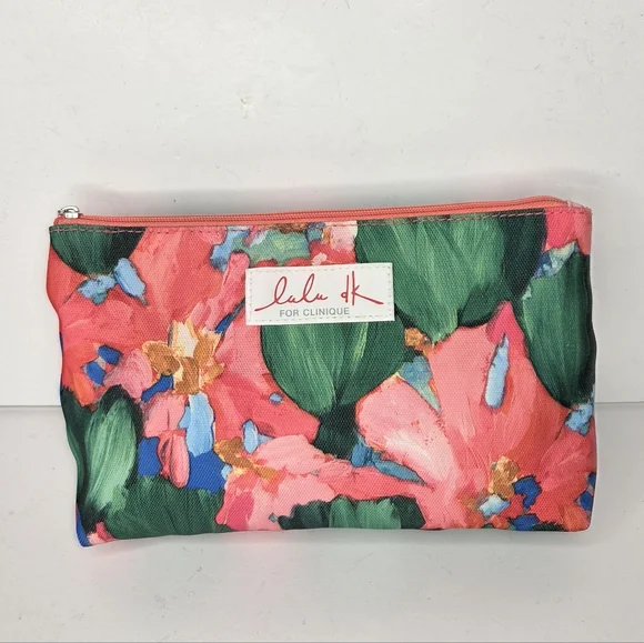 Lulu + Clinique Tropical Colorful Floral Cosmetic Pouch Makeup Bag - Picture 12 of 12